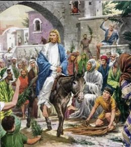 Jesus rides in on Palm Sunday