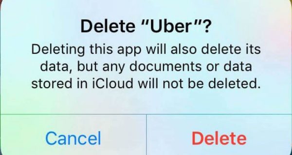 Delete confirmation of Uber app on iOS